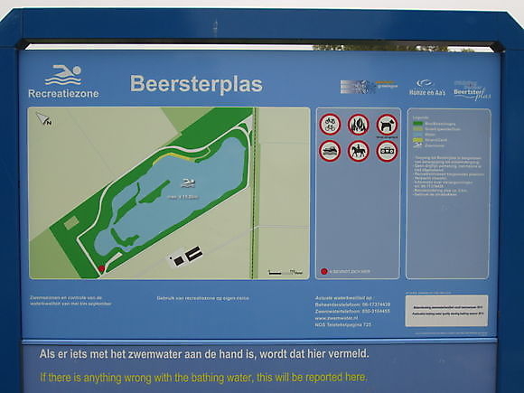 Bord bij de weg naar de Beertsterplas